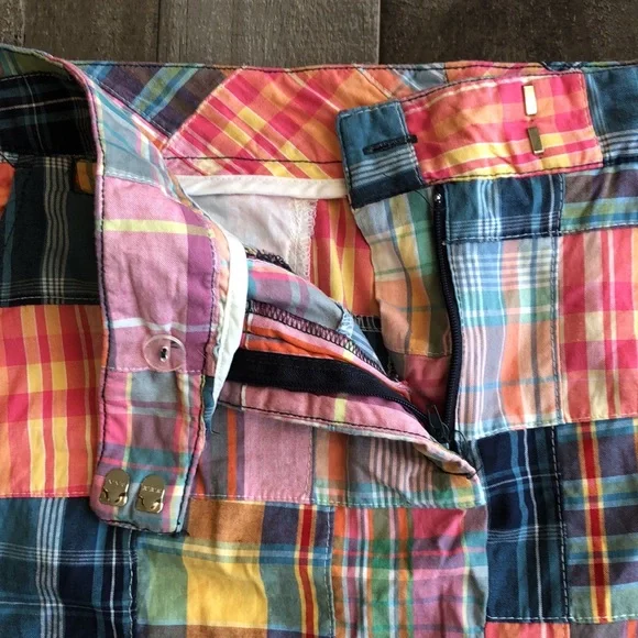 Larry Levine Patchwork Plaid Mini Skirt in Pink, Yellow, Blue - Picture 6 of 7